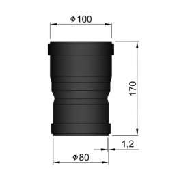 verloop 80/100 (F/F) pelletkachel | 123rookkanaal