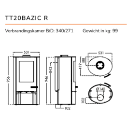 TermaTech TT20 Bazic R met houtdepot | 123rookkanaal
