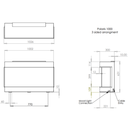 Charlton & Jenrick Polaris 1000mm Elektrische Haard driezijdig | 123rookkanaal