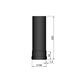 rookkanaal enkelwandig L:25 cm Ø100mm pelletkachel | 123rookkanaal