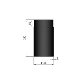 Kachelpijp enkelwandig L: 25cm Ø120mm | 123rookkanaal