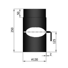 Kachelpijp met smoorklep L:25cm Ø130mm | 123rookkanaal