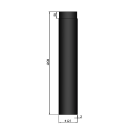Kachelpijp enkelwandig L: 1m Ø125mm | 123rookkanaal