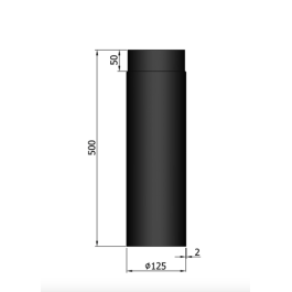 Kachelpijp enkelwandig L: 50cm Ø125mm | 123rookkanaal