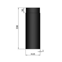 Kachelpijp enkelwandig L: 33cm Ø125mm | 123rookkanaal