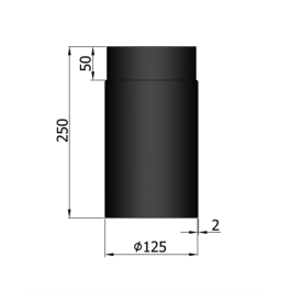 Kachelpijp enkelwandig L: 25cm Ø125mm | 123rookkanaal