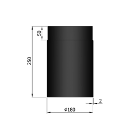 Kachelpijp enkelwandig L: 25cm Ø180mm | 123rookkanaal