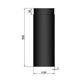 Kachelpijp enkelwandig L: 50cm Ø180mm | 123rookkanaal
