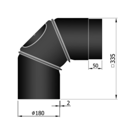 Kachelpijp enkelwandig bocht 0-90 graden verstelbaar met luik Ø180mm | 123rookkanaal