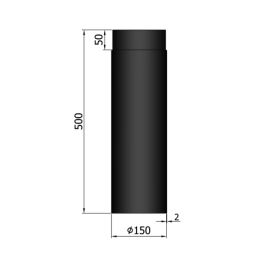 Kachelpijp enkelwandig L: 50cm Ø150mm | 123rookkanaal