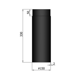 Kachelpijp enkelwandig L:33cm Ø150mm | 123rookkanaal
