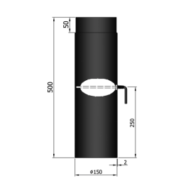 Kachelpijp L:50cm met smoorklep Ø150mm | 123rookkanaal