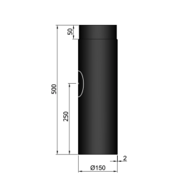 Kachelpijp enkelwandig L:50cm met luik Ø150mm | 123rookkanaal