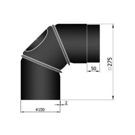 Kachelpijp enkelwandig bocht 0-90 graden verstelbaar met luik Ø150mm | 123rookkanaal