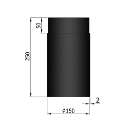 Kachelpijp enkelwandig L: 25cm Ø150mm | 123rookkanaal