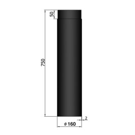 Kachelpijp enkelwandig L: 75cm Ø160mm | 123rookkanaal