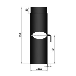 Kachelpijp met smoorklep L:50cm Ø160mm | 123rookkanaal