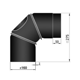 Kachelpijp enkelwandig bocht 0-90 graden verstelbaar met luik Ø160mm | 123rookkanaal