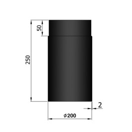 Kachelpijp enkelwandig L: 25cm Ø200mm | 123rookkanaal