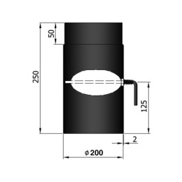 Kachelpijp met smoorklep L:25cm Ø200mm | 123rookkanaal