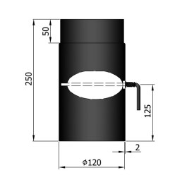 Kachelpijp met smoorklep L:25cm Ø120mm | 123rookkanaal