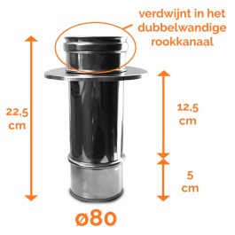 DINAK DW pellet verloop enkelwandig naar dubbelwandig Ø80mm | 123rookkanaal