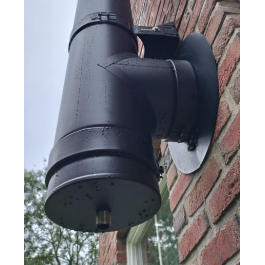 DINAK DW Black T-stuk deksel met condensuitloop Ø150mm | 123rookkanaal
