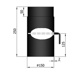 Kachelpijp met smoorklep L:25cm Ø150mm | 123rookkanaal
