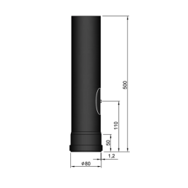 rookkanaal enkelwandig met luik L:50 cm Ø80mm pelletkachel | 123rookkanaal