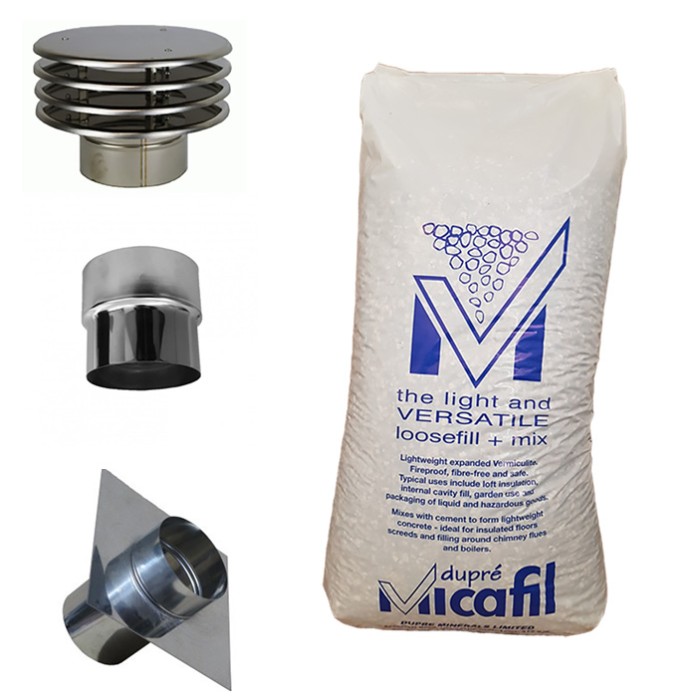 Aansluitset voor Ø80mm basis + islolatiekorrels | 123rookkanaal