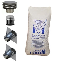Aansluitset voor flexibel Ø80mm standaard + islolatiekorrels | 123rookkanaal