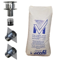 Aansluitset voor flexibel Ø100mm standaard + islolatiekorrels | 123rookkanaal
