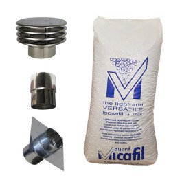 Aansluitset voor flexibel Ø150mm basis + islolatiekorrels | 123rookkanaal