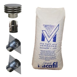 Aansluitset voor flexibel Ø150mm standaard + islolatiekorrels | 123rookkanaal