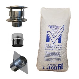 Aansluitset voor flexibel Ø125mm basis islolatiekorrels | 123rookkanaal