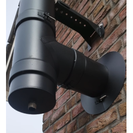 DINAK DW Black T-stuk deksel met condensuitloop dubbelwandig rookkanaal Ø100mm | 123rookkanaal