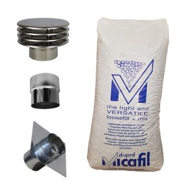 Aansluitset voor flexibel Ø130mm basis + islolatiekorrels | 123rookkanaal