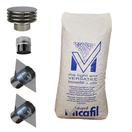Aansluitset voor flexibel Ø130mm standaard + islolatiekorrels | 123rookkanaal
