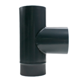 Geblauwd T-stuk 90 graden enkelwandig incl deksel Ø98mm  (uitlopend)
