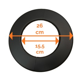 Kachelpijp enkelwandig deelbare rozet smal Ø150mm (rand 55mm) | 123rookkanaal