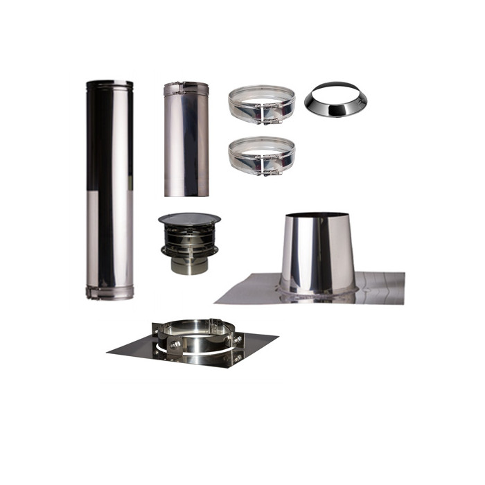 Set VERANDA Plat Dak 0-5 Graden Profi-Line Ø200mm met verloop EW-DW | 123rookkanaal
