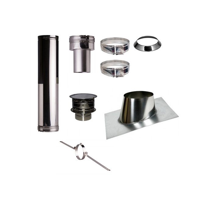 Set VERANDA schuin dak 5-25 graden Profi-Line Ø200mm met verloop EW-DW | 123rookkanaal