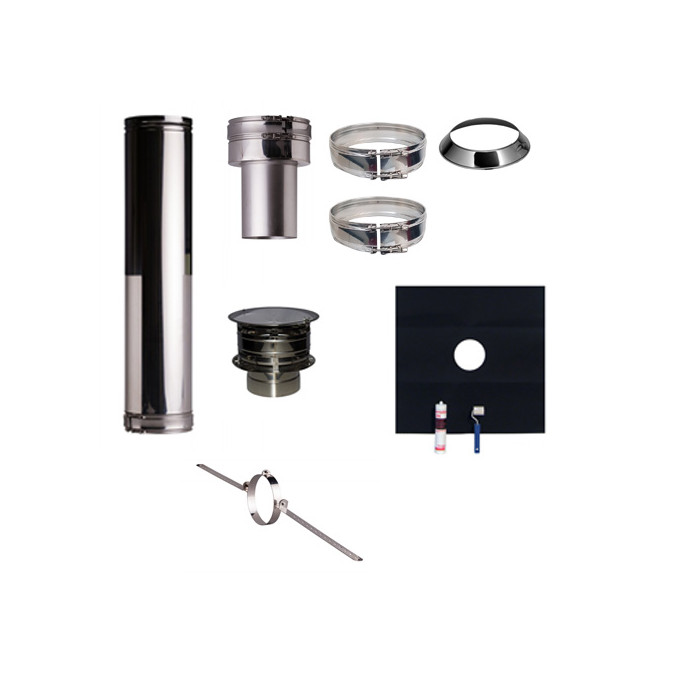 Set EPDM Profi-Line Ø180mm met verloop EW-DW en dakbestigingsbeugel | 123rookkanaal