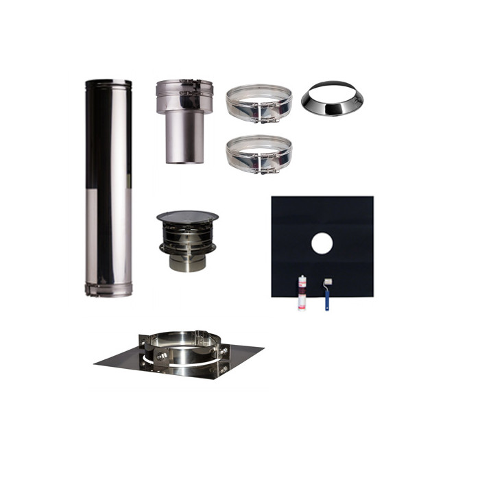 Set EPDM Profi-Line Ø180mm met verloop EW-DW en vloersteun | 123rookkanaal