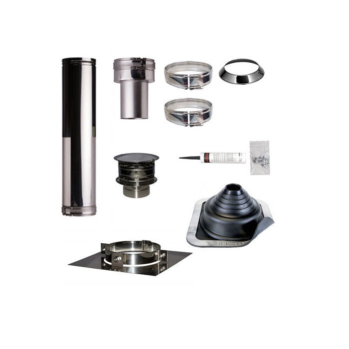 Set EPDM ejot Profi-Line Ø130mm met verloop EW-DW en vloersteun | 123rookkanaal