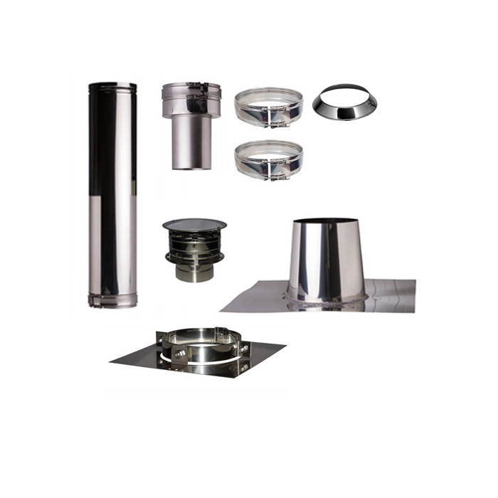 Set VERANDA Plat Dak 0-5 Graden Profi-Line Ø150mm met verloop EW-DW | 123rookkanaal