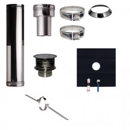 Set EPDM Profi-Line Ø150mm met verloop EW-DW en dakbevestiginsbeugel | 123rookkanaal