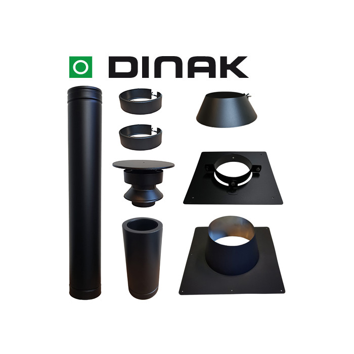 Set VERANDA BLACK plat dak 0-5 graden Ø100mm DINAK met nisbus | 123rookkanaal