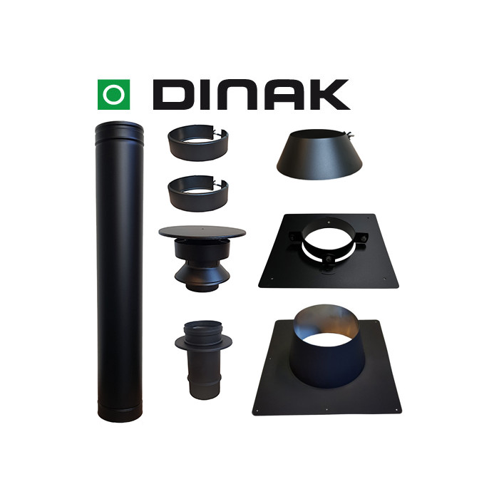 Set VERANDA BLACK plat dak 0-5 graden Ø100mm DINAK met verloop EW-DW | 123rookkanaal