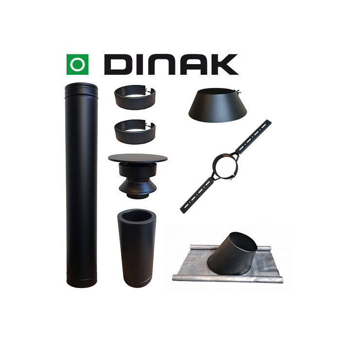 Set KAPSCHUUR BLACK loodslab 5-30 graden Ø100mm DINAK met nisbus | 123rookkanaal
